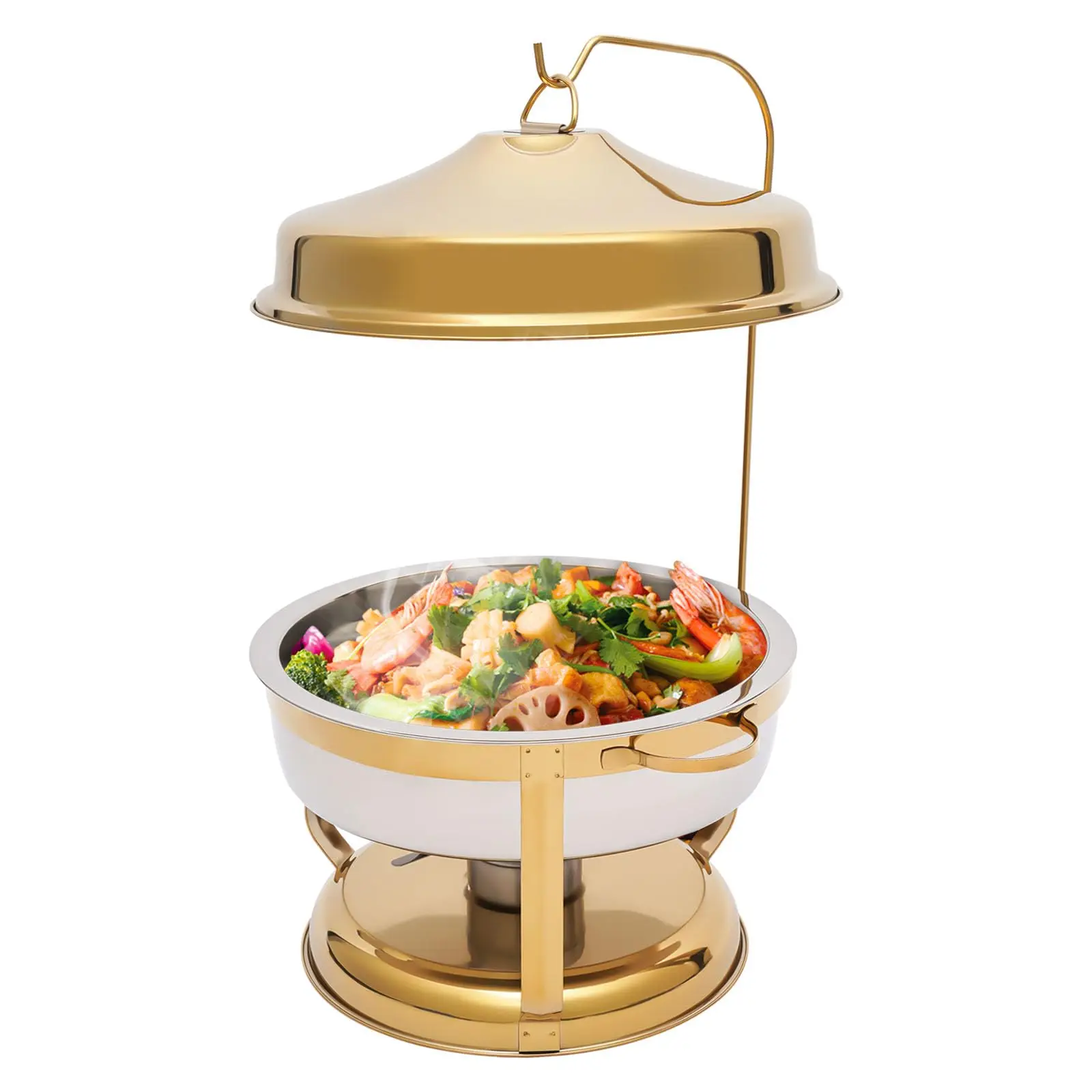 

Chafing Dish Buffet Set Gold/Silver, 4.5L Round Stainless Steel Chafer, Buffet Servers and Warmers Set Warming Tray for Wedding,