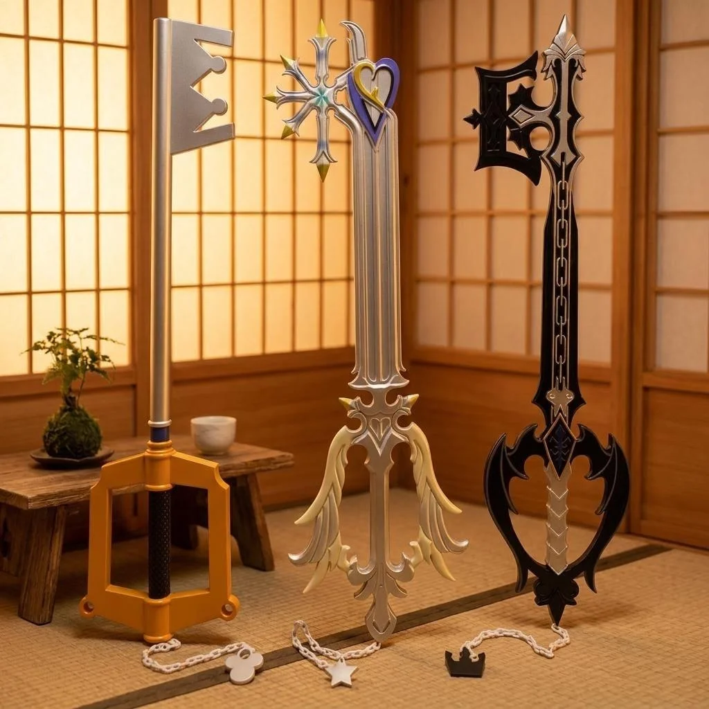 

33-дюймовый меч Сора Кей из Kingdom Hearts, аниме-реквизит для косплея, нож ниндзя из полиуретана, японская катана в натуральную величину, оригинальная самурайская сабля, игрушка-подарок