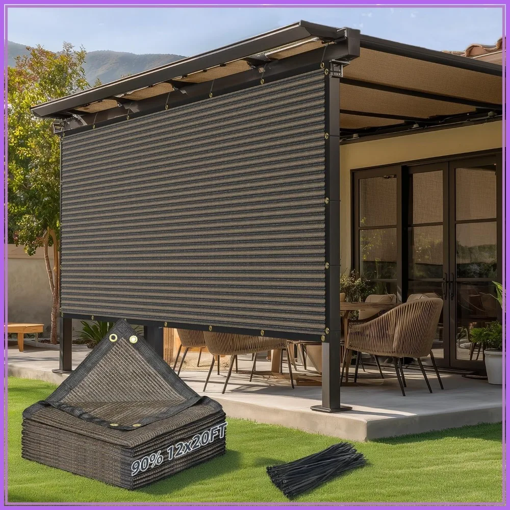 

12x20FT Sun Shade Cloth with Reinforced Grommets, Mesh Tarp for Greenhouse, Pergola & Backyard Patio