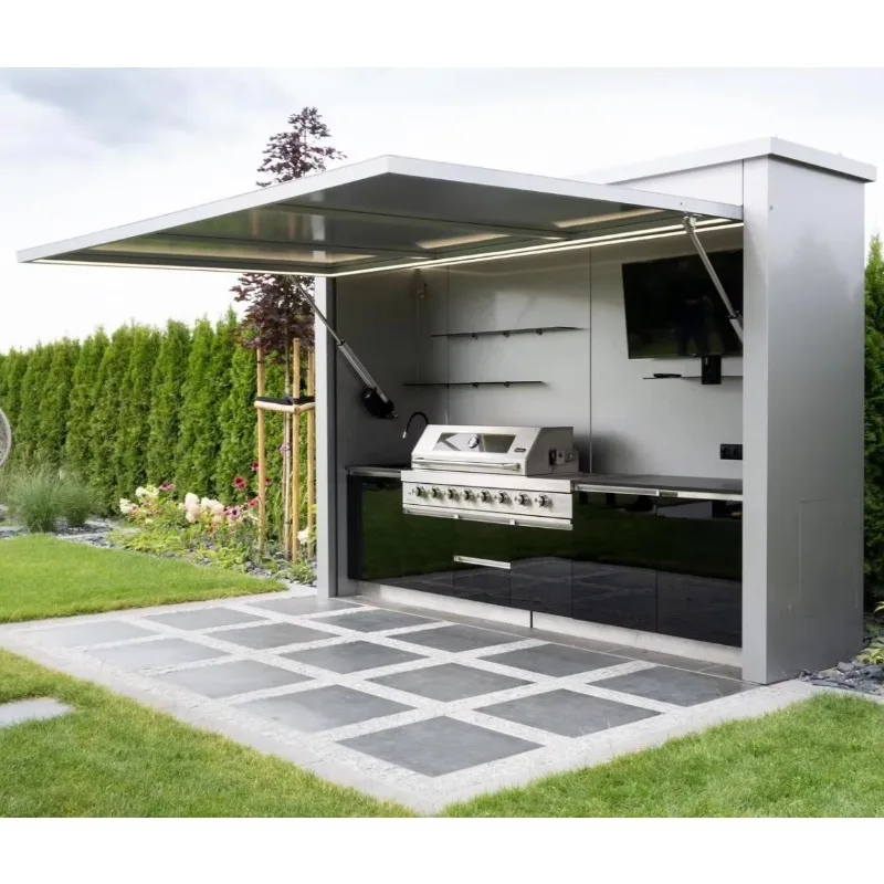 Customizable Outdoor Kitchen Cabinet Island BBQ Grill Kitchen Outdoor BBQ Pod Prefabricated Wooden Grill Cabin Weatherproof
