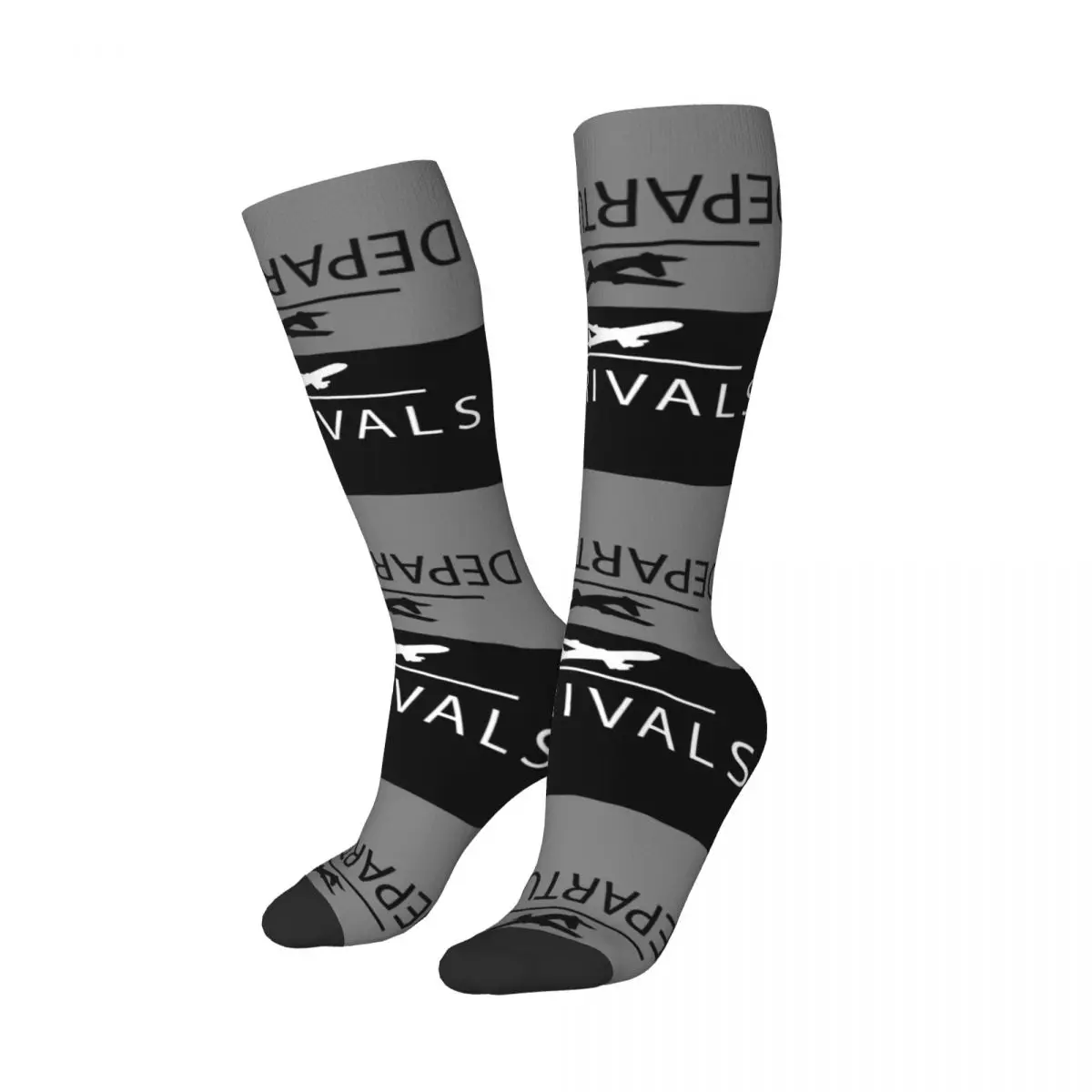 Aviation Arrivals And Departures Women Thigh High Stockings Cute Airplane Airport Over The Calf Tube Socks