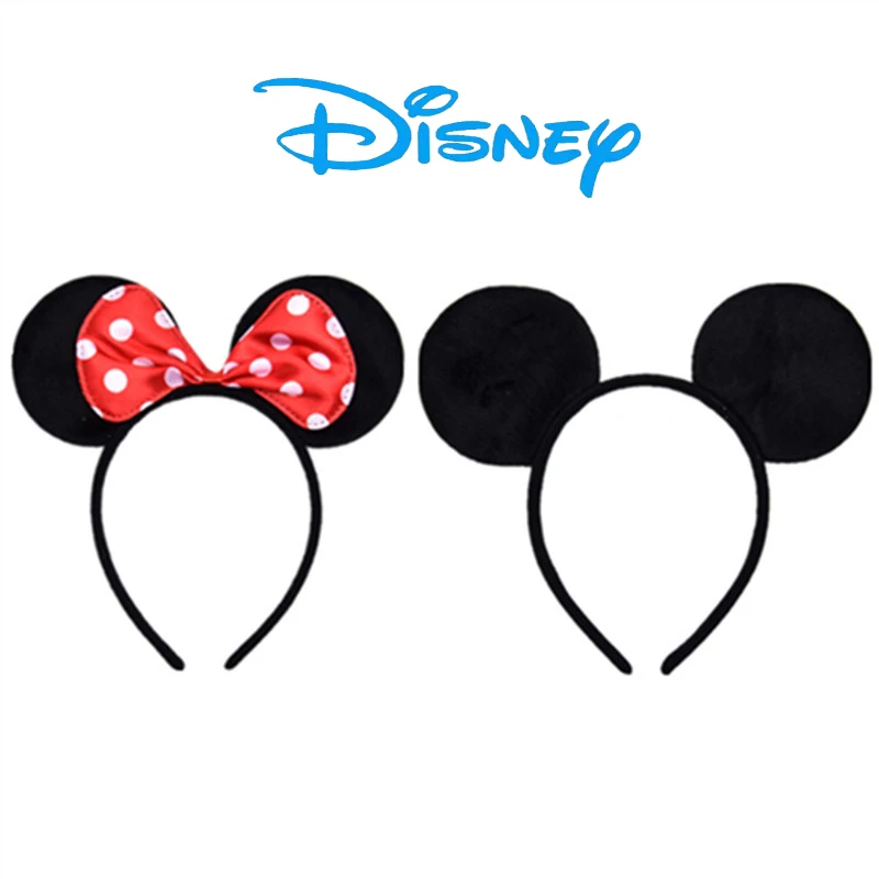 Disney Cartoon Minnie Mouse Hairbands Girl Classic Mickey Ears Headband Women Party Hair Accessories Kids Polka Dot Bow Headwear