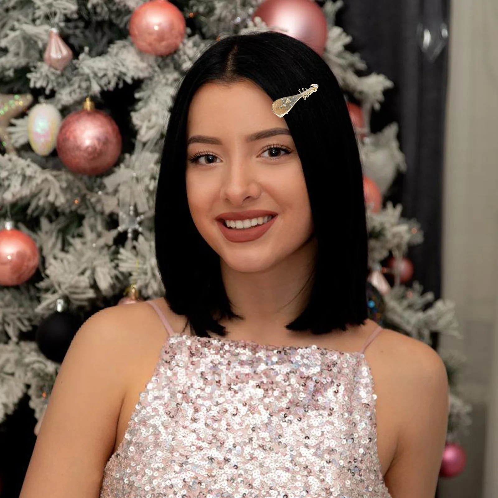 

Chinese Rose Flower Pipa Hair Clip Retro Metal Side Clip Vintage Hairpin Accessories for Chinese New Year Lolita