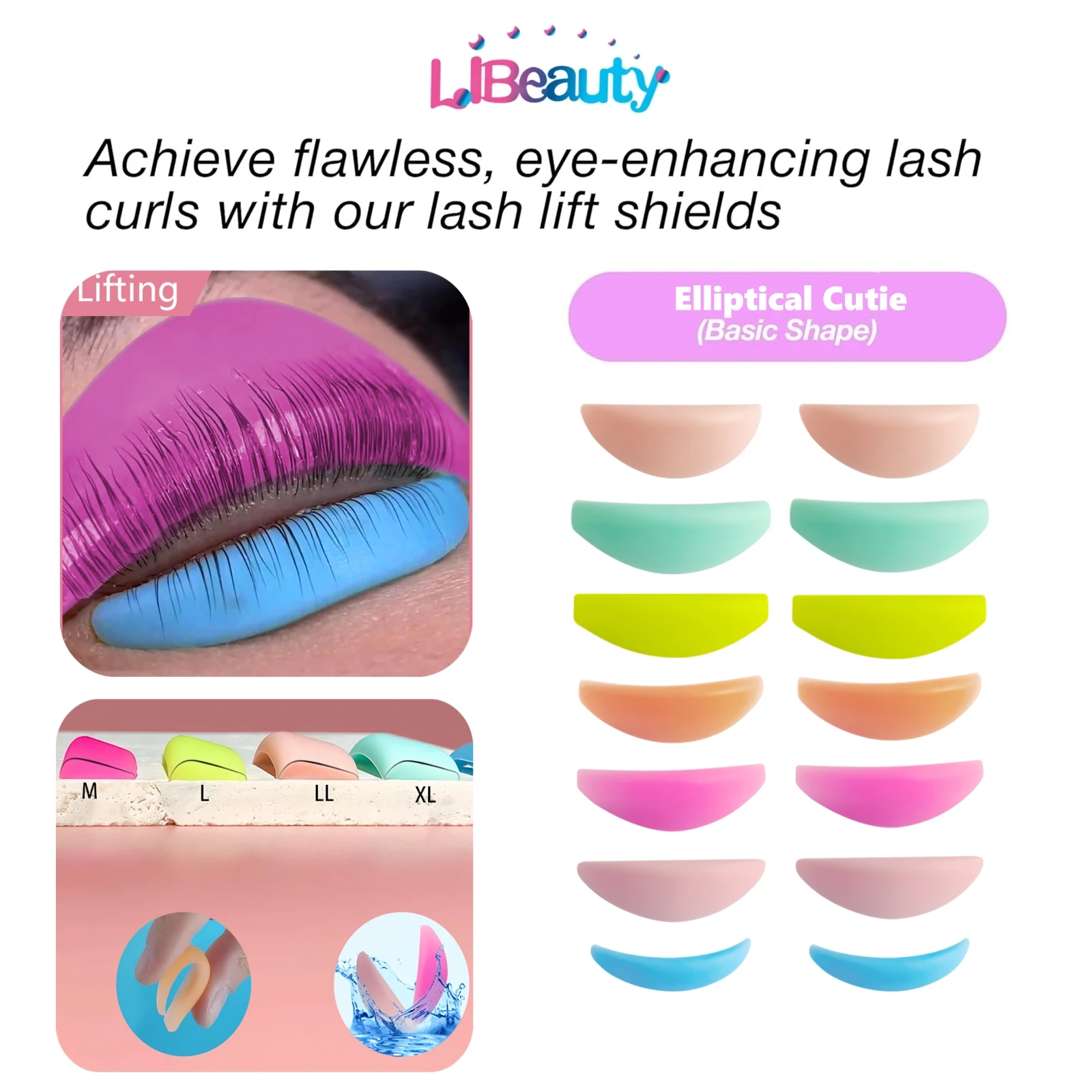 Libeauty 7 Pairs L Curl Silicone Eyelash Perm Pads Sticky Lash Lift Pads Lifting 3D Eyelash Curler Accessories Makeup Tools