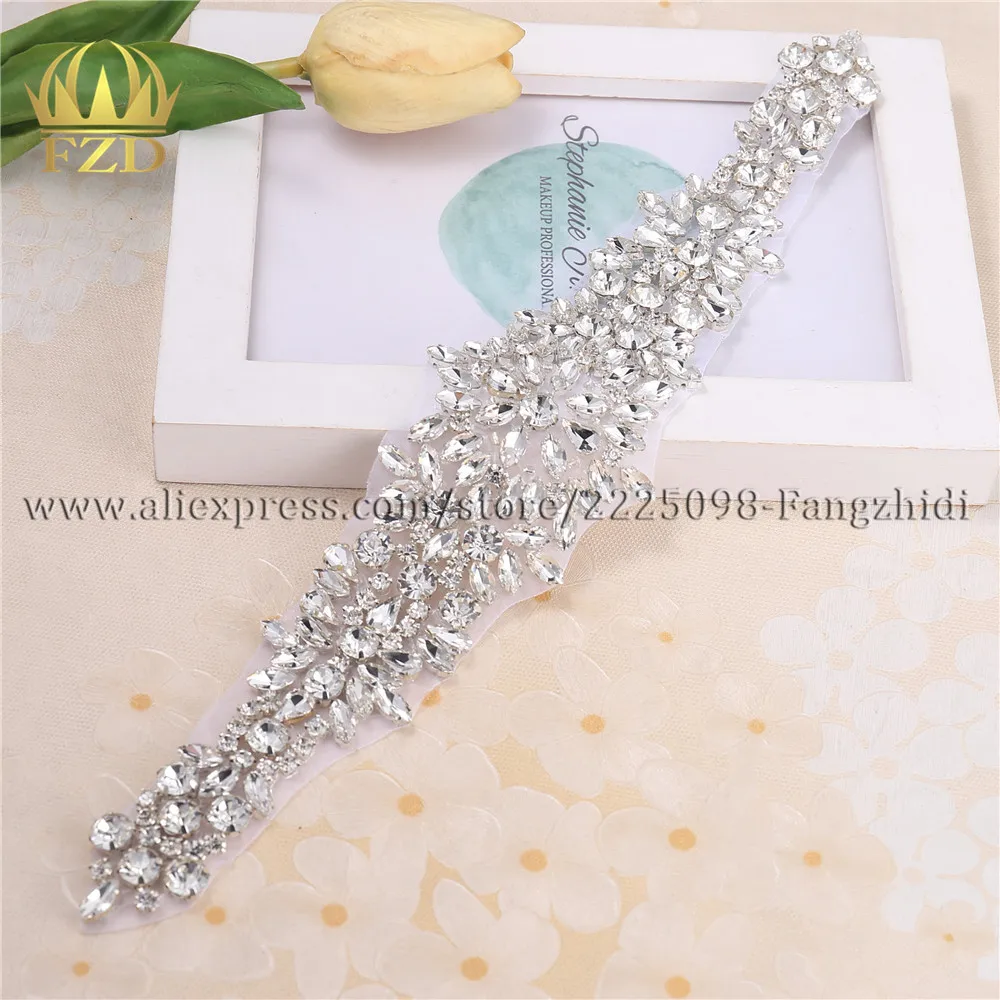 

FZD 10 Pcs Rhinestone Applique Bridal Wedding Accessories Strass Crystal Applique Sewing On Waist Belt Motif Patch Tear Drop