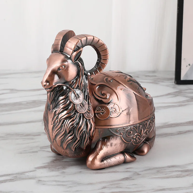 Lovely goat animal retro metal ashtray creative personality tea table car fashion ashtray