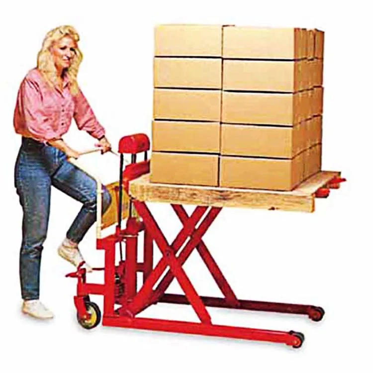 Skid Pallet Lifter Manual Scissor Forklift Truck Hydraulic Scissor Lift Truck Workshop