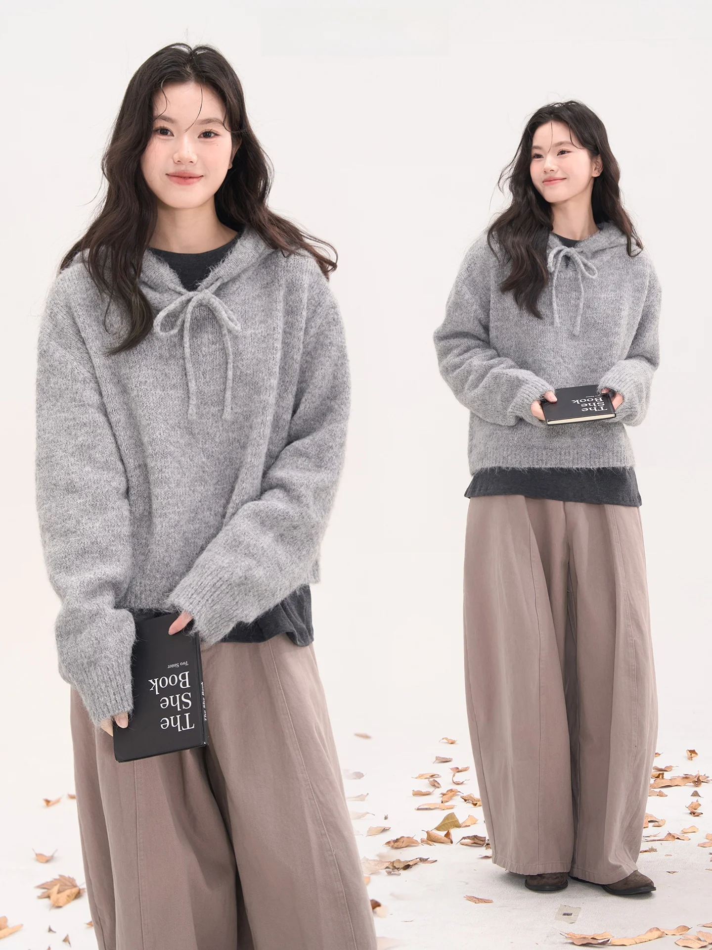 

Женский вязаный свитер Heme Fce с капюшоном, свободный, утепленный, повседневный топ из смесовой ткани (полиэстер, шерсть, нейлон, спандекс), с длинными рукавами, осенний