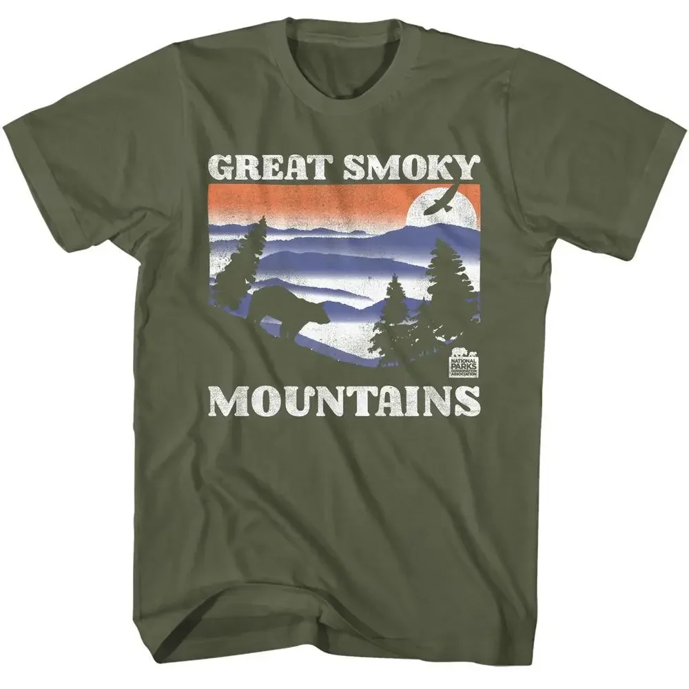 Great Smokey Mountains Bear And Mtns Dark Brands T Shirt