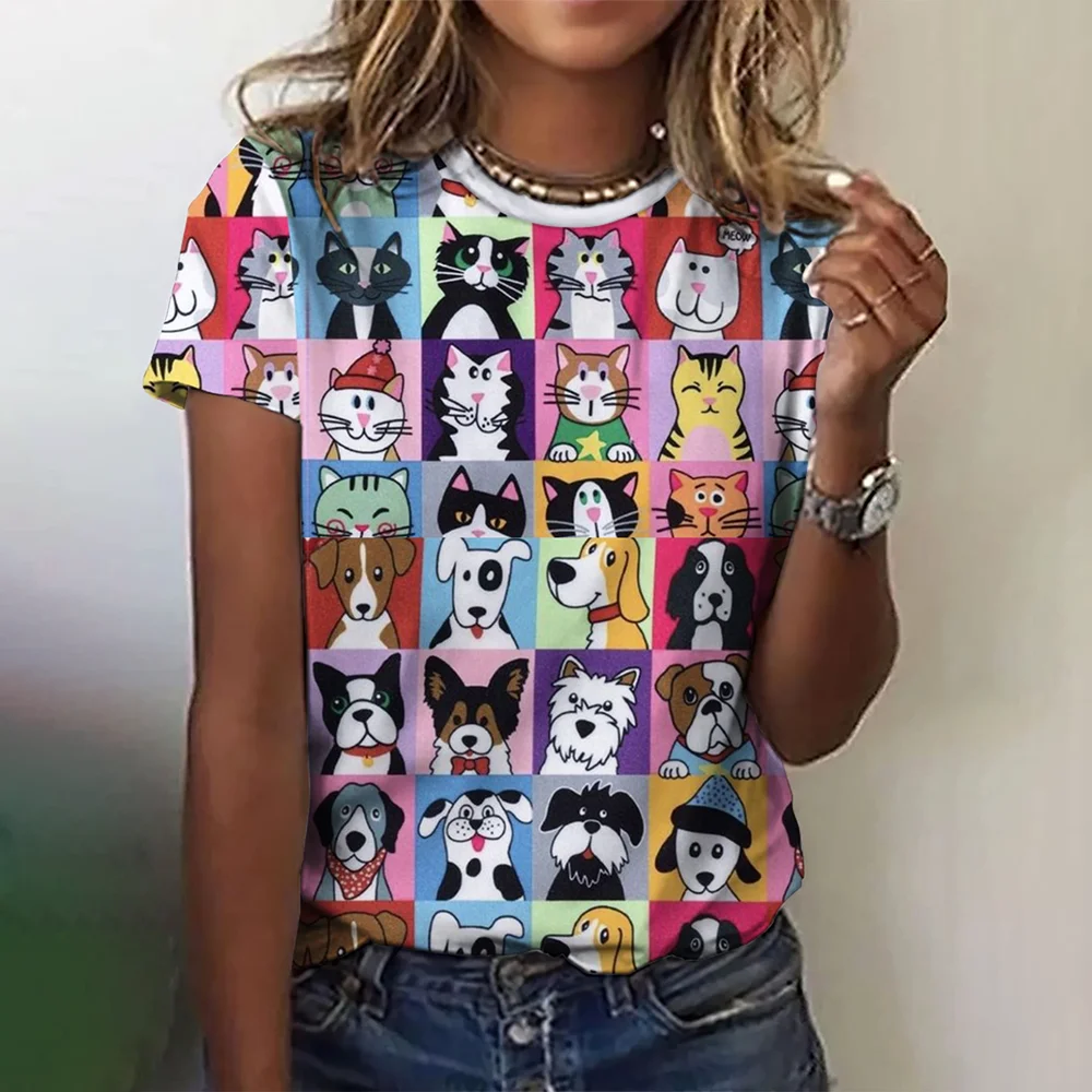 

Cartoon Animal T-Shirts 3D Print Women Fashion Casual Short Sleeve T Shirt Y2k Harajuku O-Neck Tees Street Tops Female Clothing
