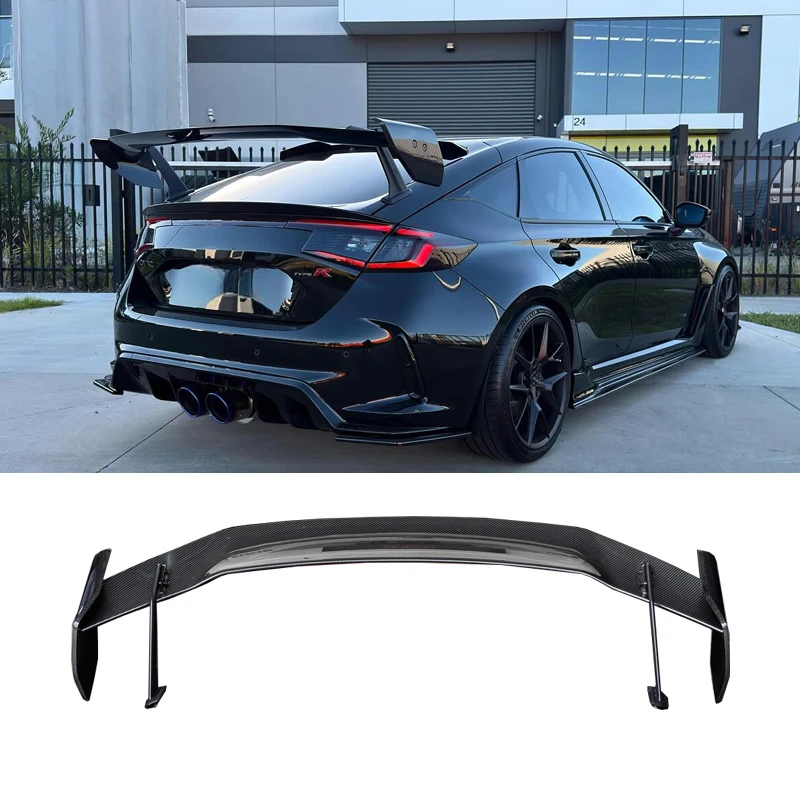 High Quality AD Style Dry Carbon Fiber Rear Trunk Spoiler Wing Body Kit Fit FL5 Type R Auto Exterior Upgrade Parts