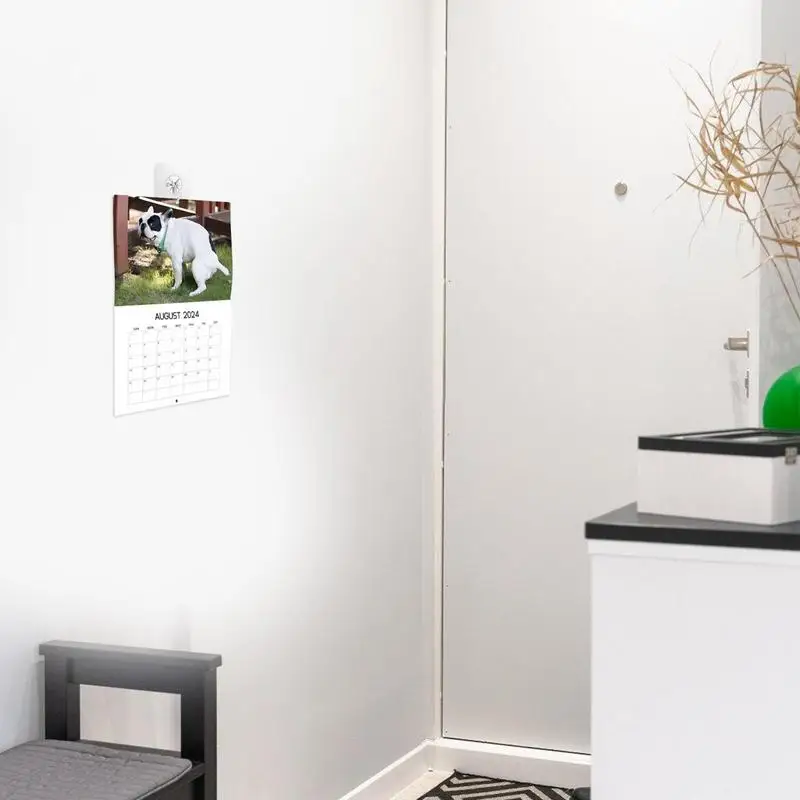2024 벽 달력 월 2024, 강아지 푸핑 걸이식 종이 달력, 거실 장식, 호텔 호스텔 다이닝