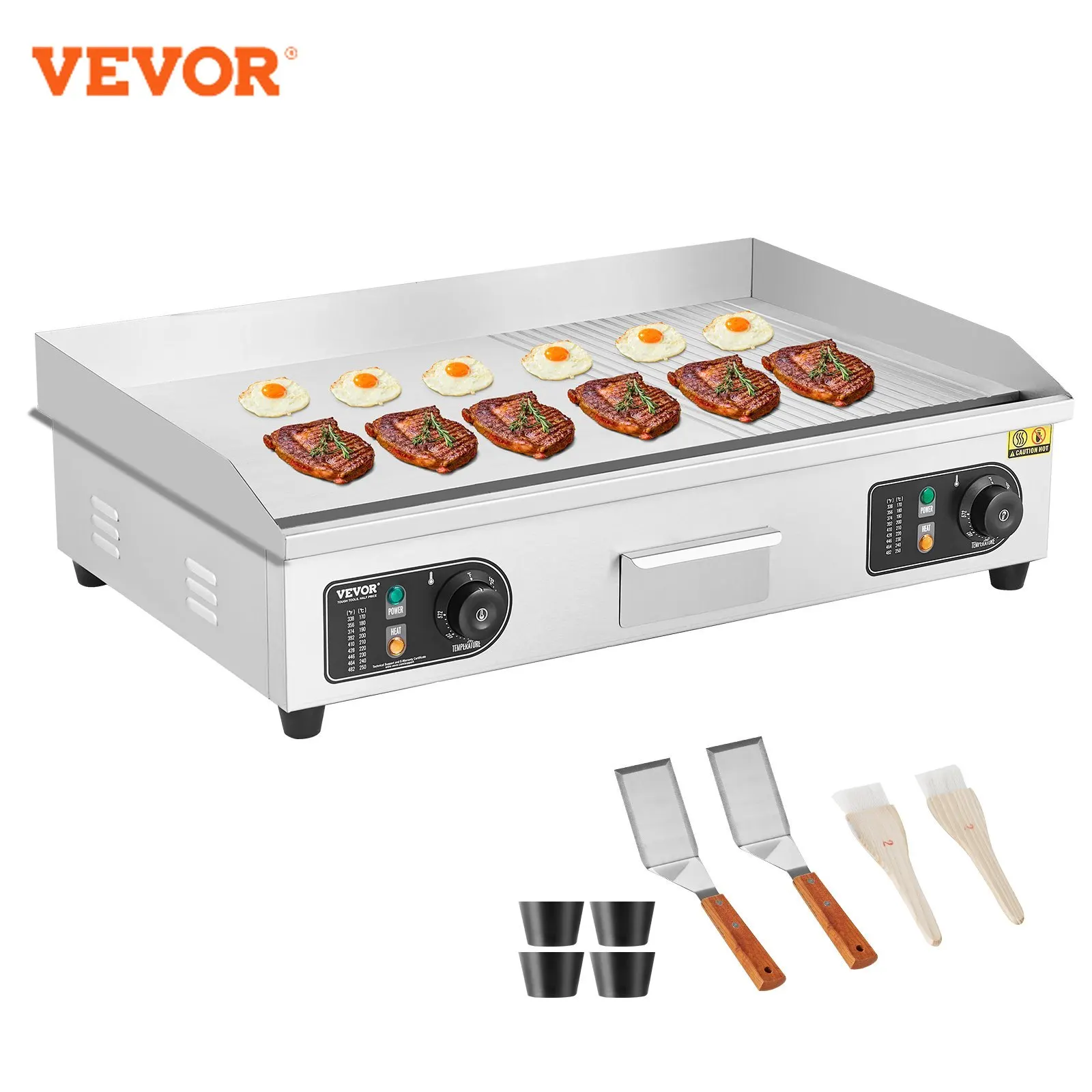 VEVOR-Plaque de cuisson électrique commerciale, 4400W, dessus de seau, demi-plat, gril 122 ℉-572 ℉