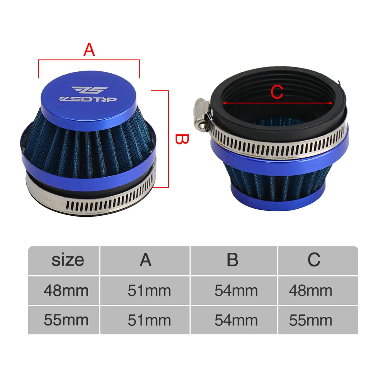 

Rubber Alloy Universal Motorcycle Air Intake Filter Cleaner for Dirt Bikes Atvs and Motocross Applications