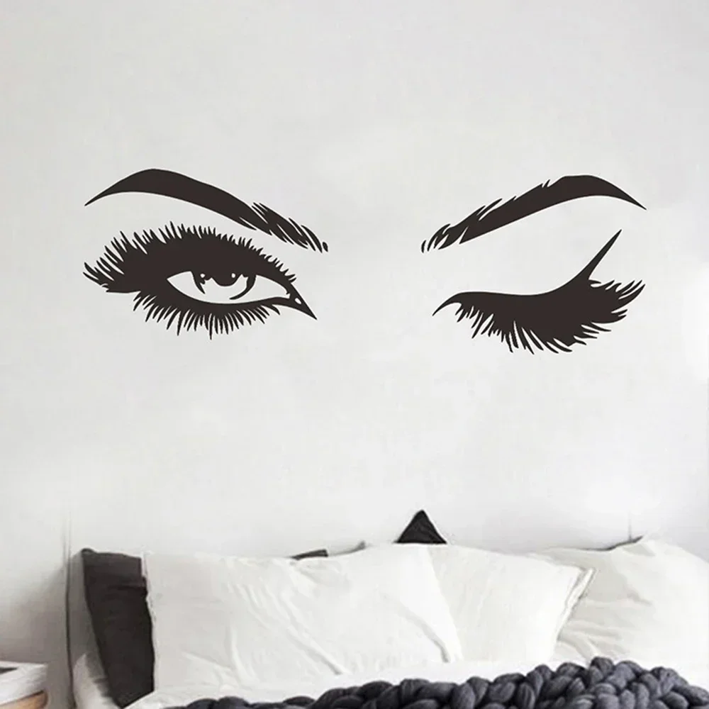 Woman Eye Wall Sticker, Lash Girl Eyelash Decor Beauty Salon Decal, Can be applied on walls, doors, casement, etc