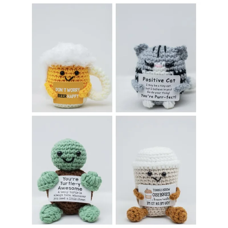 

Cute Hand Knitted Wool Figure Cartoon Animal Pendant Creative Ornament Hanging Decor for Cup Home Decoration