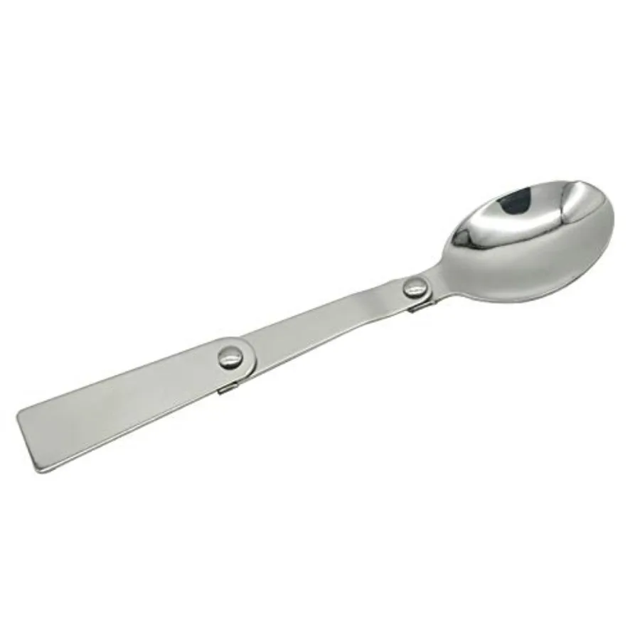 2 قطعة ملعقة وشوكة قابلة للطي من الفولاذ المقاوم للصدأ SUS 18 10 304 سلطة سبورك محمولة للتخييم في الهواء الطلق #6