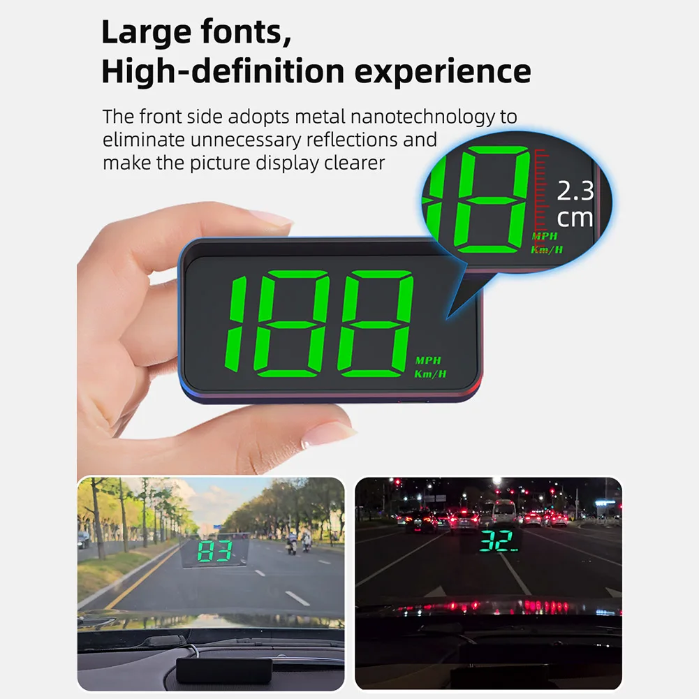 1 Juego de Pantalla Head-Up Display HD para Coche, Velocímetro GPS KMH Digital HUD, Proyector para Parabrisas, Sensible a la Luz Automática, Pantalla Head-Up M2