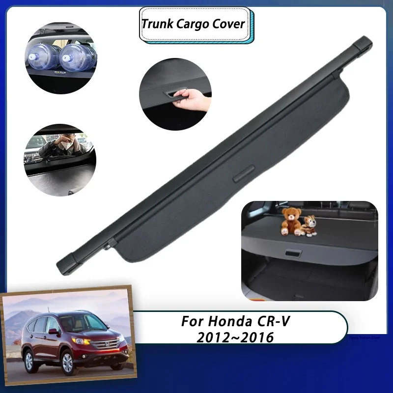 Car Trunk Cover Curtain For Honda CR-V CRV CR V 4 RM 2012~2016 Luggage Organizer Retractable Shield Shade Accessories 2013 2014