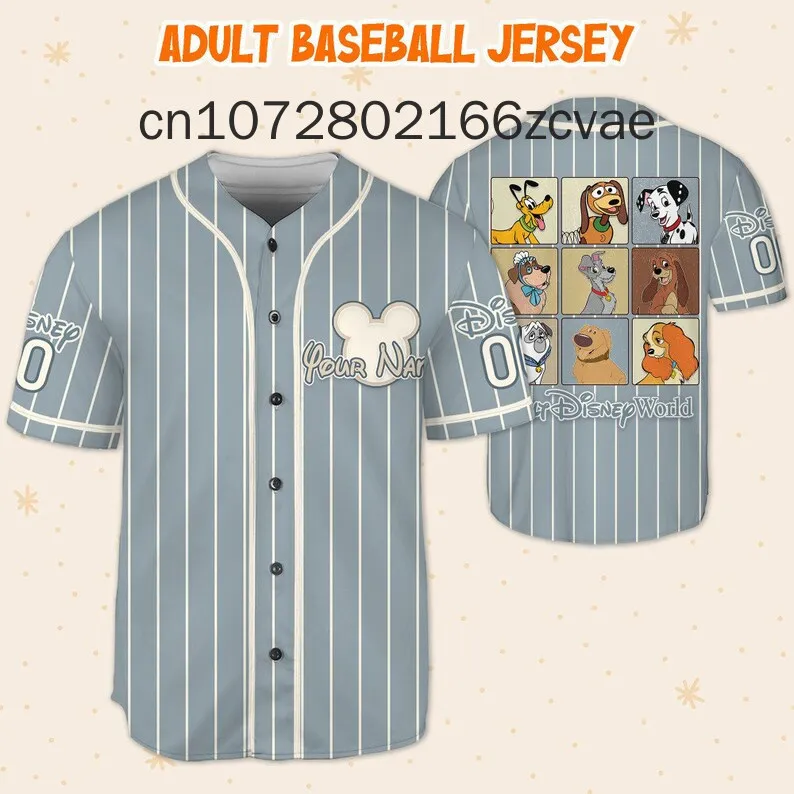 New Custom Disney 101 Dalmatians Baseball Jersey Streetwear Fashion Summer Men\'s And Women\'s Short Sleeve Baseball Shirt