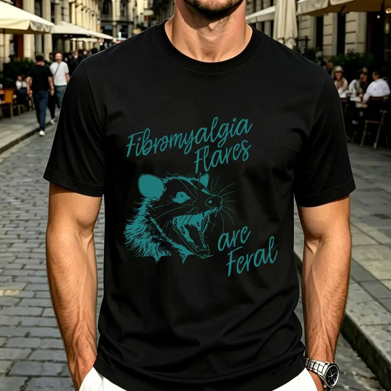 washed T Shirt Chronic Illness Spoonie Fibromyalgia Flare Feral Girl Summer Awareness Hidden Disability Invisible vintage
