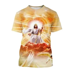 3D Jesus Christ Printing T Shirt God Of Jesus Bless Us Graphic T-shirts For Men Kid Fashion Streetwear Short Sleeves Vintage Top