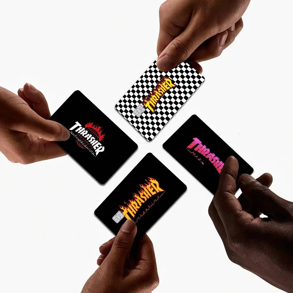 Fashion T-Thrasher Logo Anmie Sticker Film Skin Cover for Credit Card Debit Bank Card Front