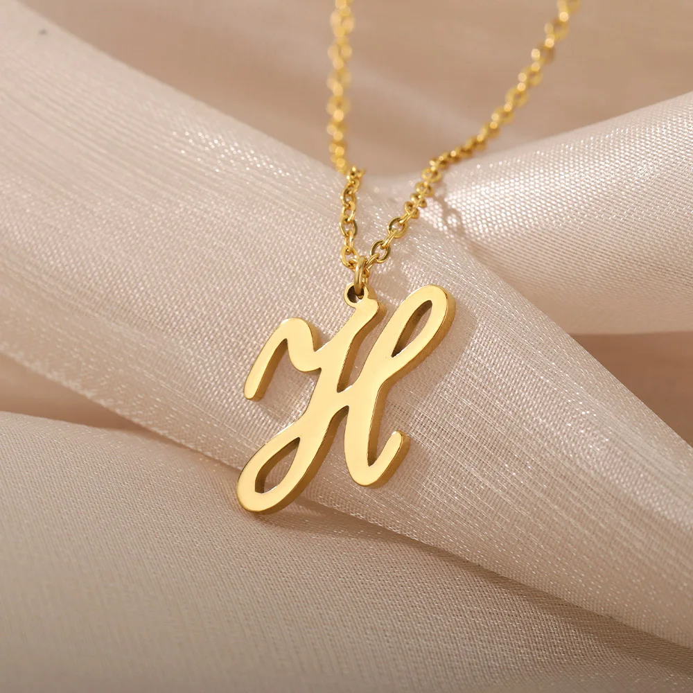 Dainty Initial Letter Necklaces For Women Gold Color Minimalist Stainless Steel Initial Necklace Femme Wedding Jewelry Gift