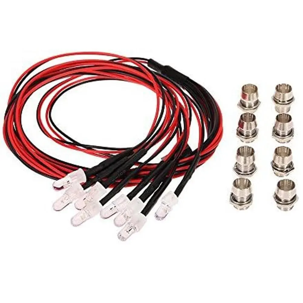 8Pcs RC LED Light Accessories RC Headlights/Taillight Kits for 1/10 1/8 for Traxxas Tamiya ARRMA HSP Redcat Axial SCX10 RC Cars