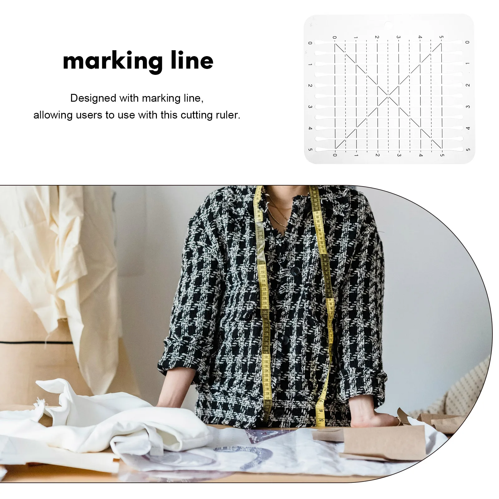 

Acrylic Quilting Ruler 12X12 Inch Clear Patchwork Template For Sewing Crafts Cutting Guide With Marking Lines Multi-Use Sewing