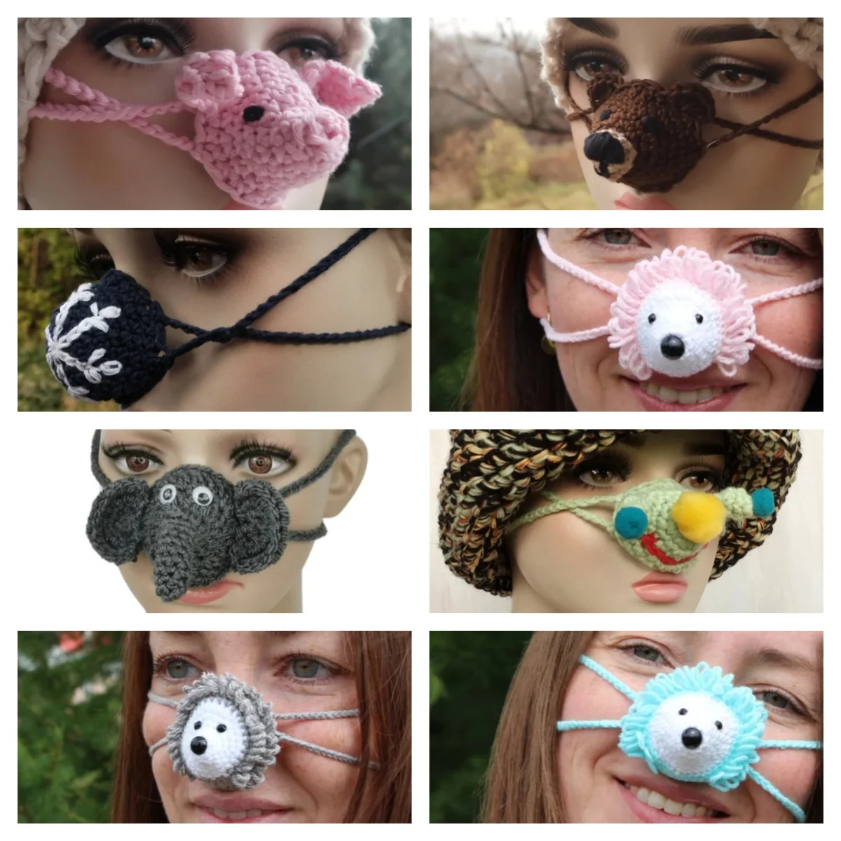 Pure handmade knitting Eccentric personality Various styles of nose mask For Photography Props High quality and low price