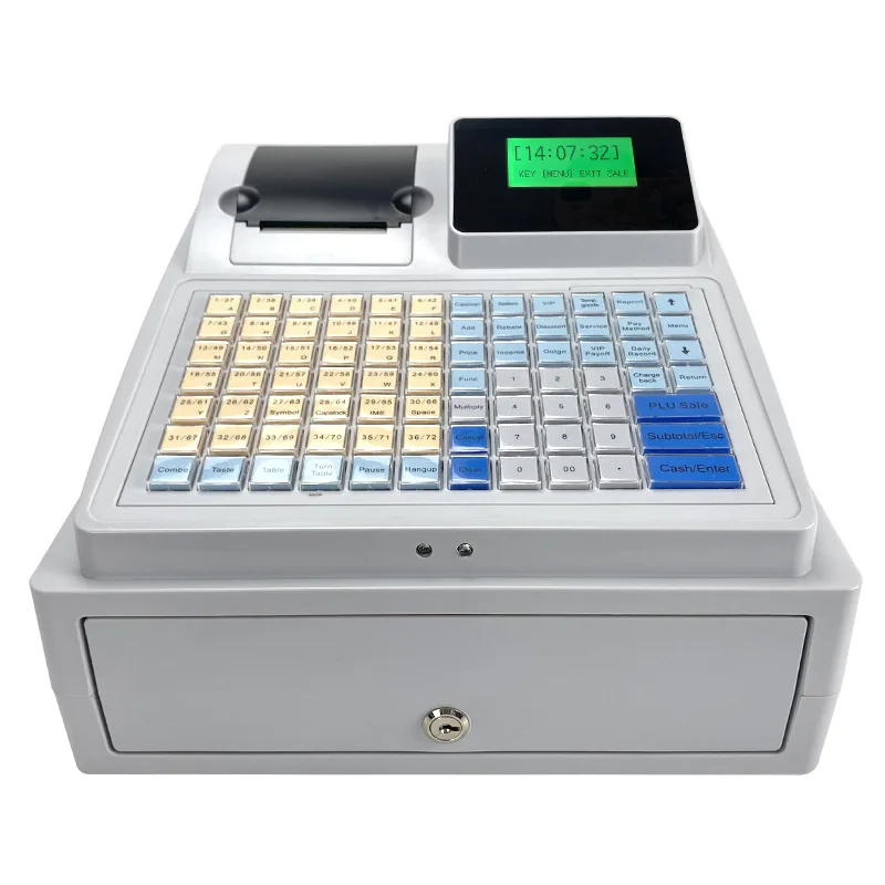 

Electronic Cash Register With Thermal Receipt Printer 8-digit LED Dual-screen Display Ultraviolet Banknote Detector Cash Drawer