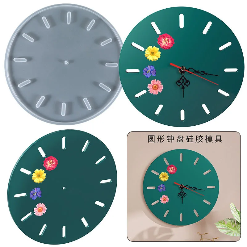 

Round Clock Epoxy Resin Silicone Mold Arabic Roman Numbers Flower Leaf Clock Mould Wall Decor Diy Resin Crafts Casting Mold