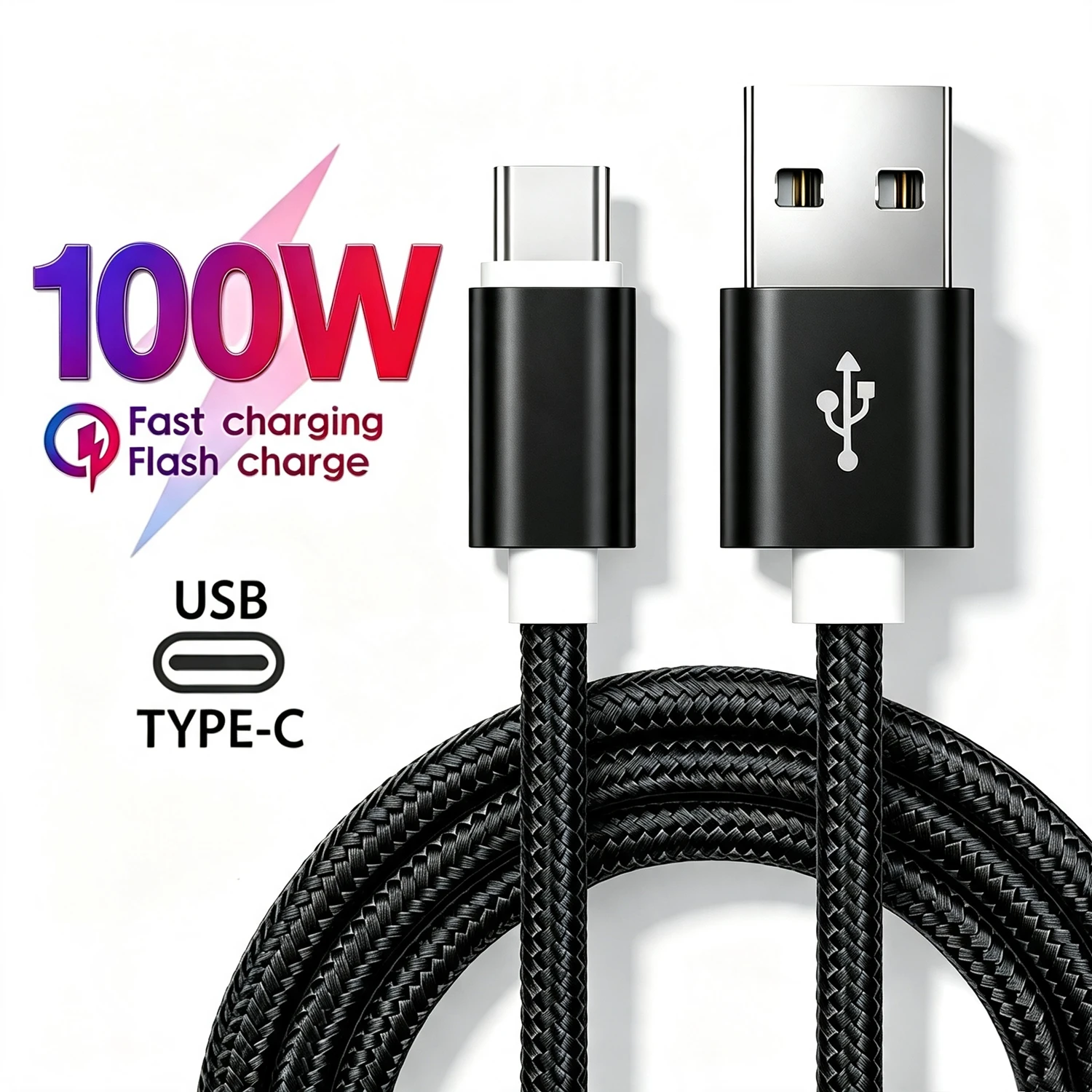 Type C USB Fast Charging Cable For iPhone 15 16 17 Pro Max Samsung S26 A57 Xiaomi Redmi Note 14 POCO Huawei Realme Braided Cable