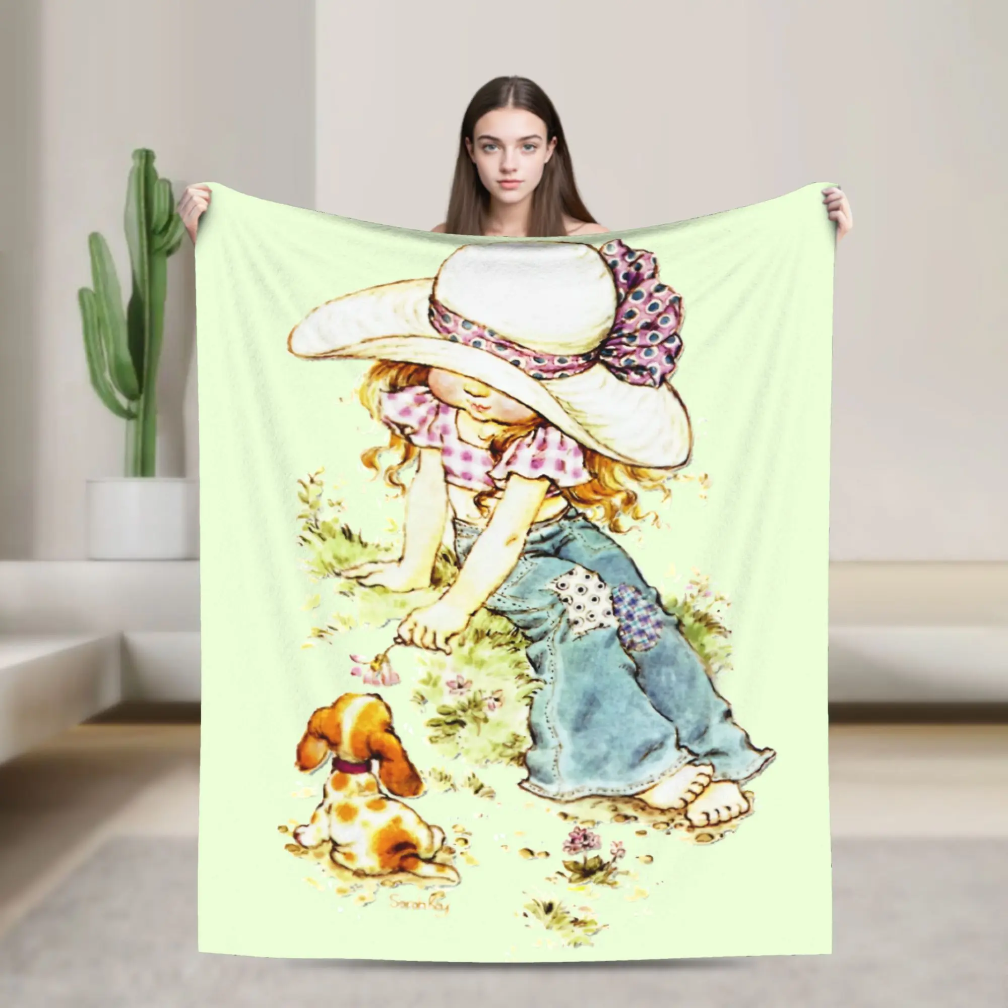 Sarahs Kays with Puppy Blankets  Fleece Vintage Soft Throw Blanket for Home Restaurant Spring Autumn,