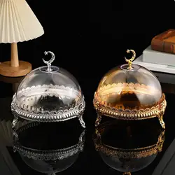 Cake Stand with Acrylic Dome Dried Fruit Fruit Dessert Plate Snack Decor Ramadan Tray Candy Dome for Wedding Parties Festivals