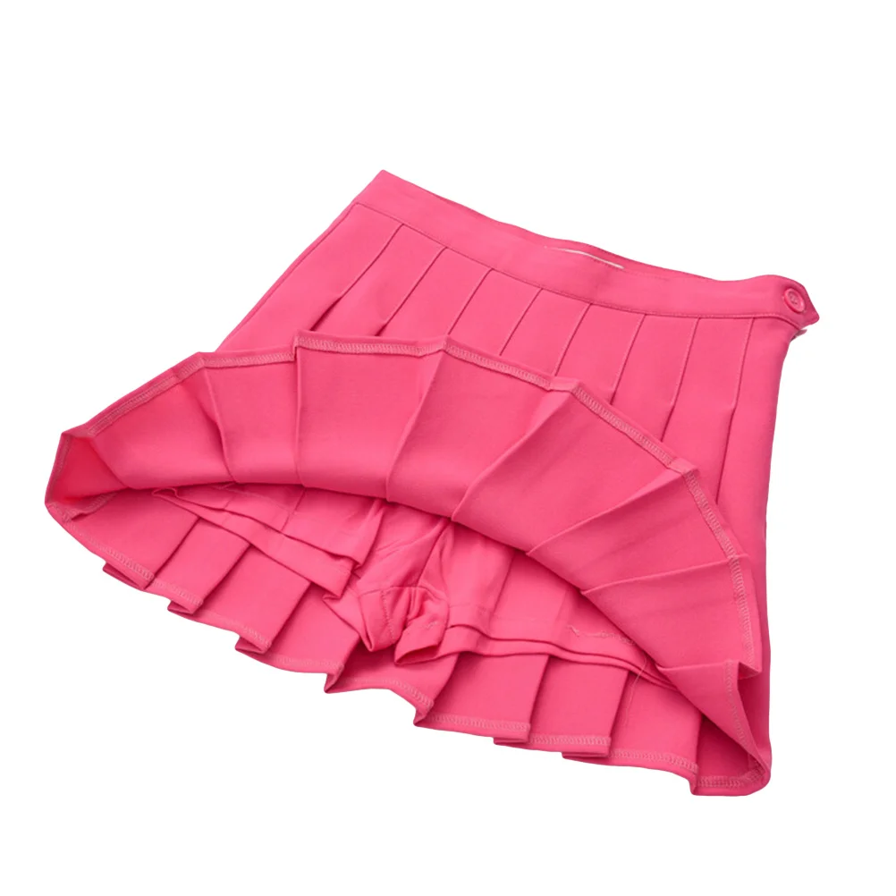 

Rose Red High Waist Pleated Tennis Skirt Short Lightweight Casual Sports Skirt for Teen Travel School Dresses Size S