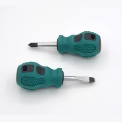 Mini Portable Short Handle Screwdriver Rubber Handle Magnetic Cross Recessed Slotted Screwdriver Repair Hand Tools