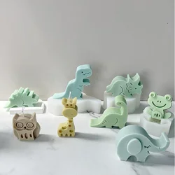 Cartoon dinosaur \ elephant \ frog animal silicone mold DIY sugar cake chocolate soft clay 3D animal candle silicone mold
