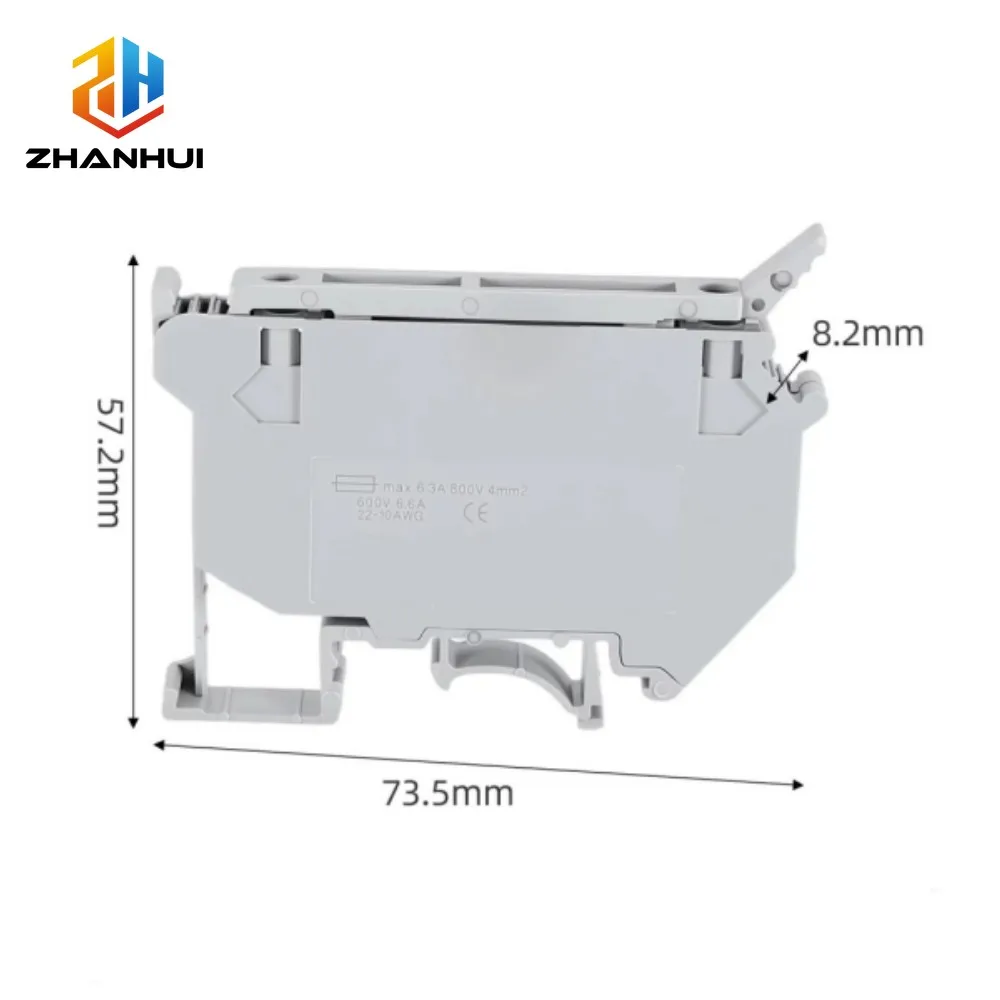 5PCS UK5-HESI DIN Rail Fuse Holders, Screw Terminal with Disconnect Lever, 800V 6.3A Industrial Control Terminal Blocks