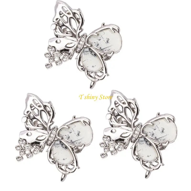 N58F حزمة من 3 دبوس تعديل الخصر على شكل فراشة مجوفة دبوس جينز لشد الخصر للنساء أداة ضبط الخصر غير الخياطة