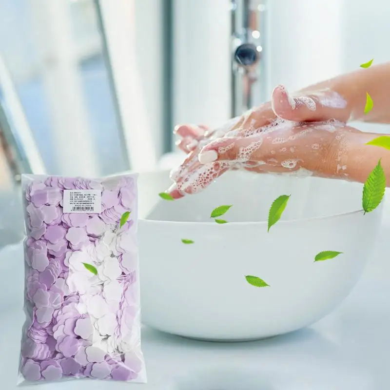 1000 Stuks Hand Zeepachtige Tabletten Bloem Schattige Reis Zeepachtig Plakje Hand Wassen Bad Geparfumeerd Papier Zeepachtig Zeepachtig Zeepachtig Voor Buiten Kamperen