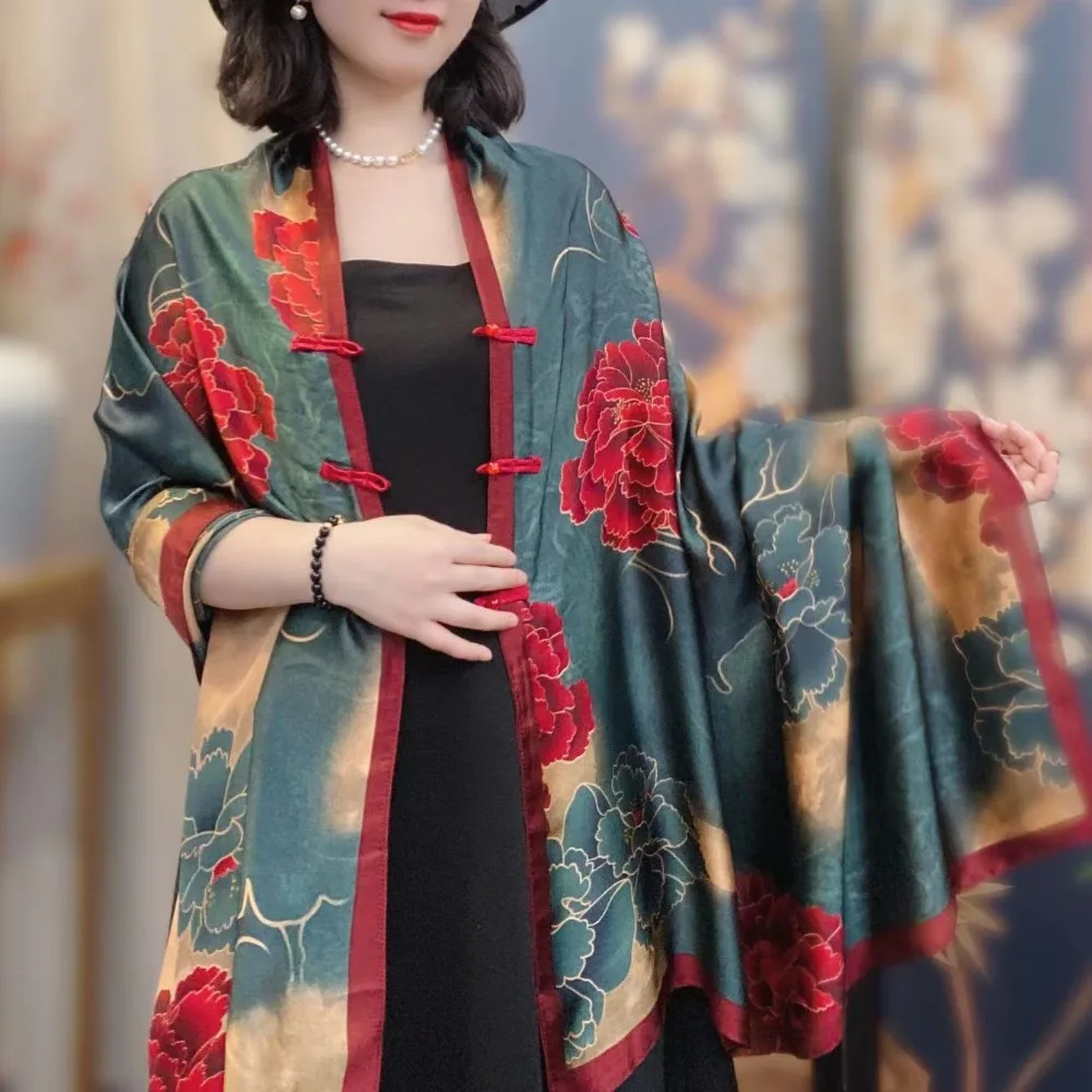 สไตล์ชาติพันธุ์ซาตินหัวเข็มขัดผ้าคลุมไหล่เสื้อป้องกันแสงแดดครีมกันแดดเครื่องปรับอากาศเสื้อบางอารมณ์คาร์ดิแกน