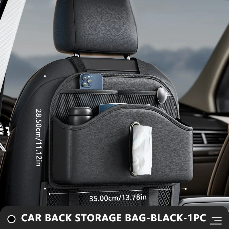 

Car Back Seat Organizer Multi-Functional Seatback Storage Bag Net Pocket Tissue Holder Wear-Resistant Hanging Organizer