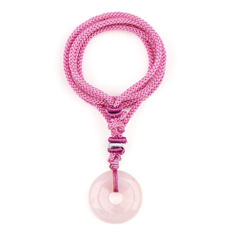 Розовый-кварц-Пинган-dount-ожерелье-регулируемая-красочная-веревка-20-мм-30-мм-целебный-кристалл-счастливый-круг-монета-кулон-ювелирные-изделия-для-женщин-и-мужчин