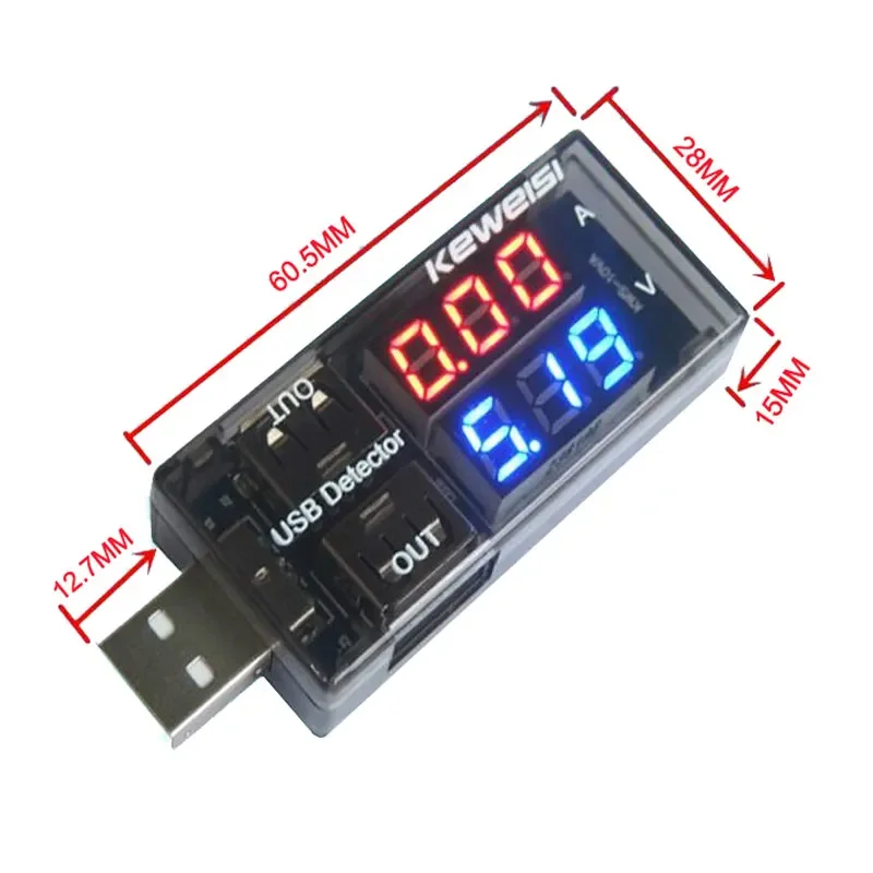 USB Corrente Tensão Medidor, Cauda Plug Detecção Instrumento, Dual Digital Display, Carregamento Plano Celular, Monitoramento de Segurança