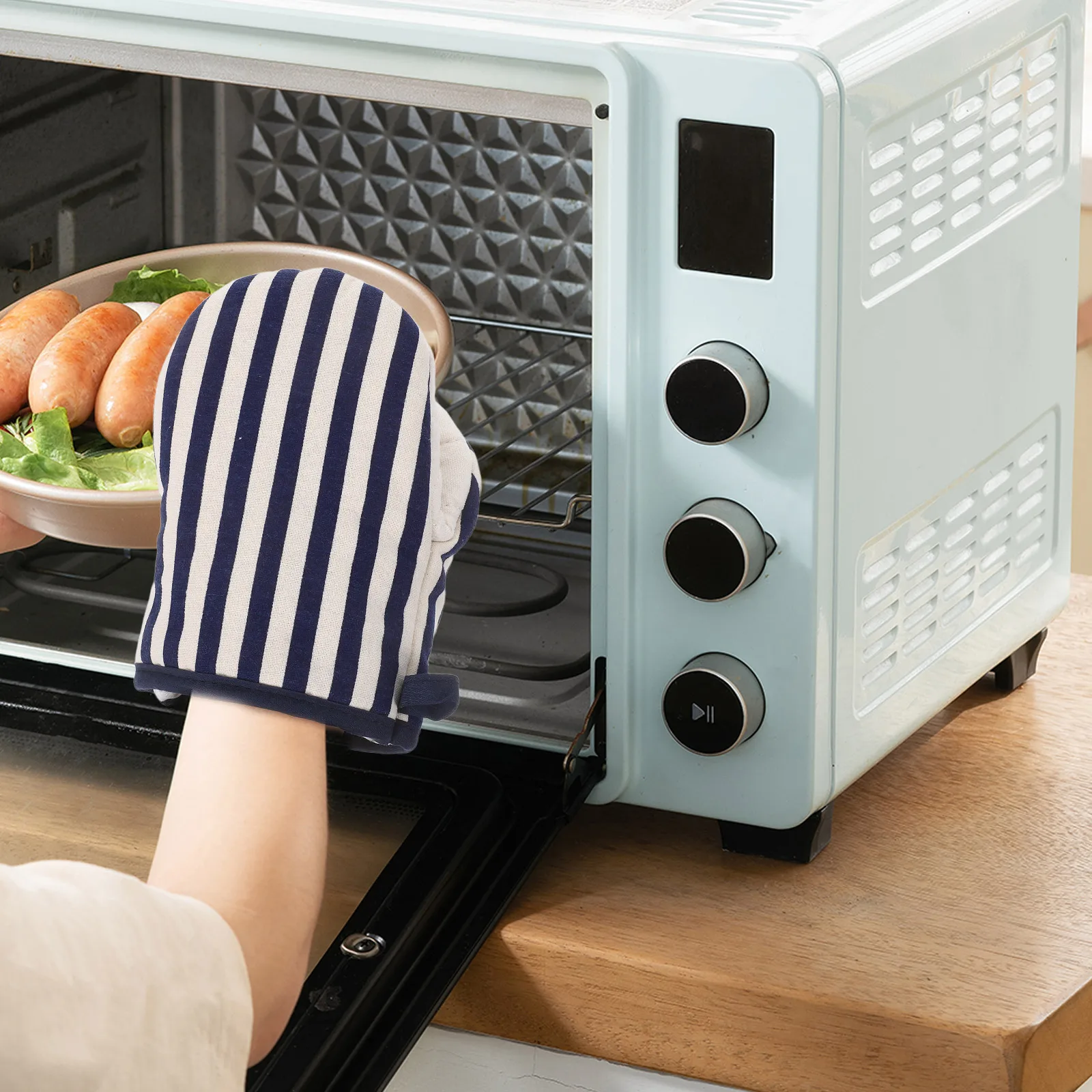 

Cotton Heat Insulation Gloves Non-Slip Oven Mitts for Baking Grilling Bbq High Temperature Protection Kitchen