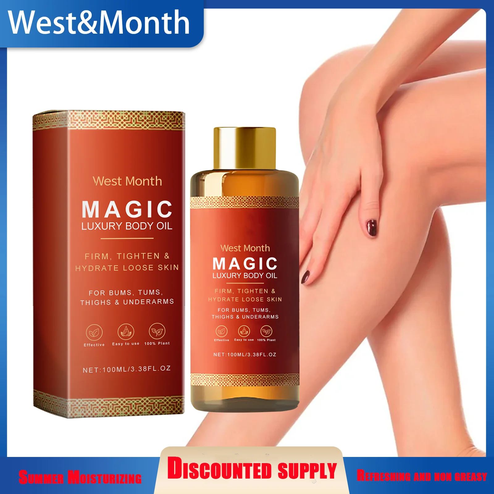 

West&Montr Body Moisturizing Oil for Daily Skin Moisturizing, Firming, Moisturizing, and Brightening Body Massage Oil 100ml