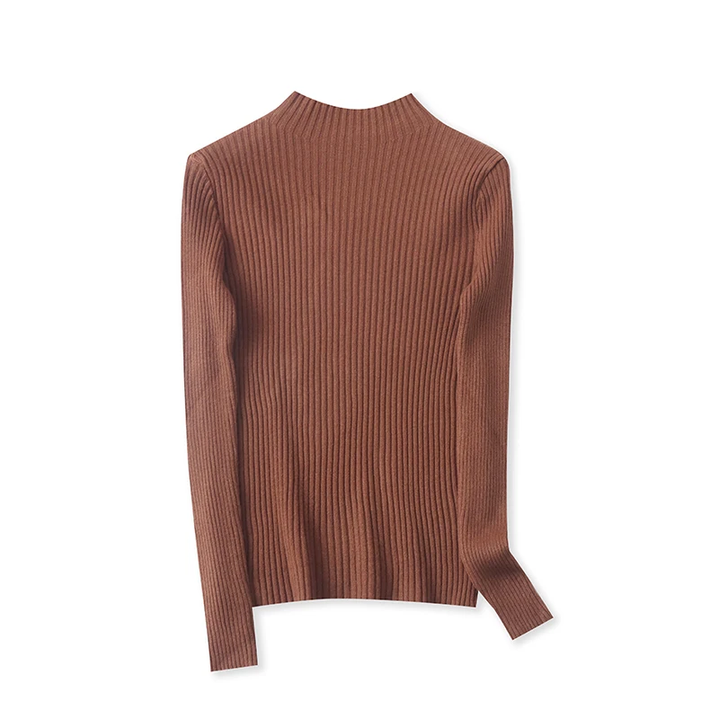 

Slim Fit Long Sve Knitted Sweater f High Collar Base Layer Autumn New Sle Women's Faion Elastic Strip Design