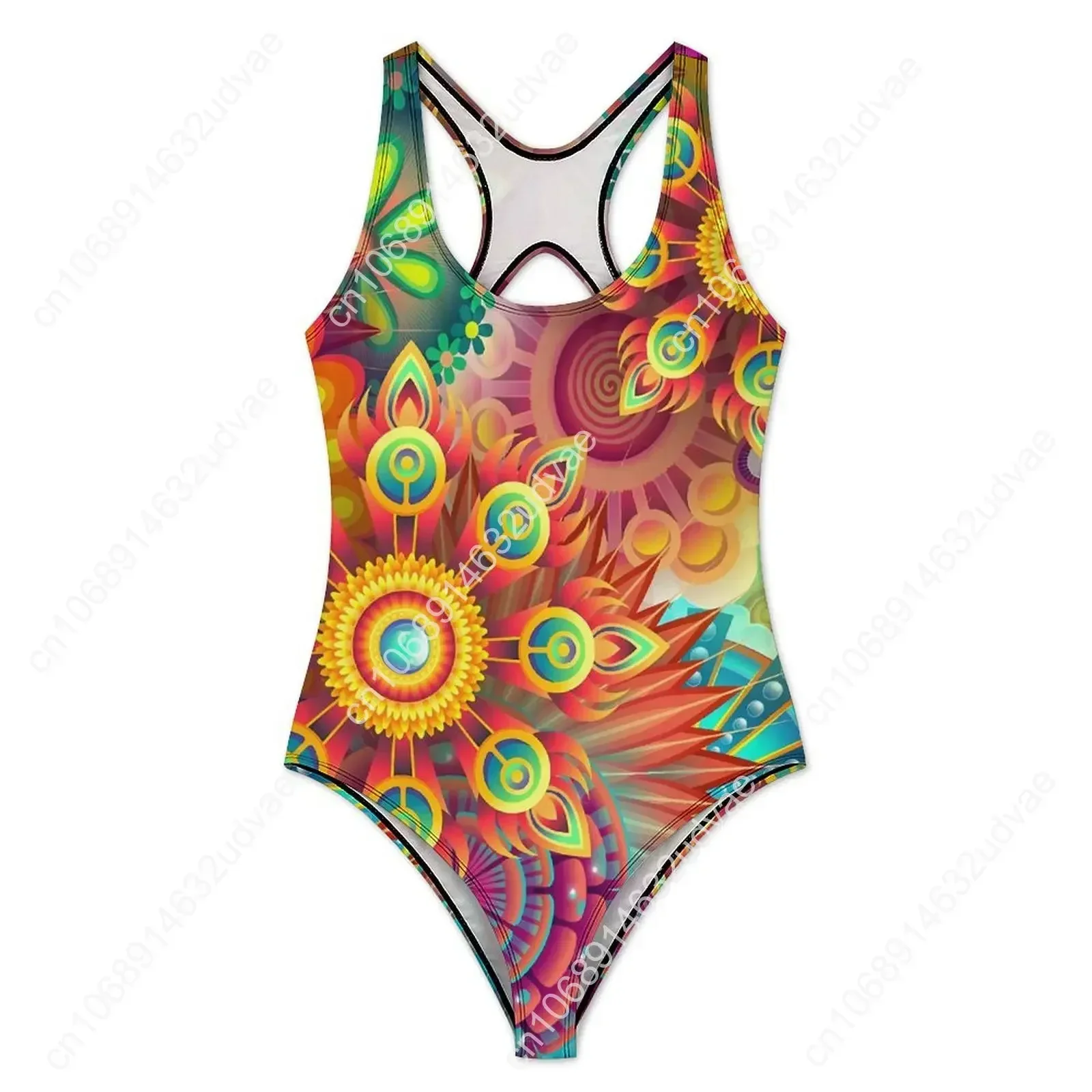 Flower Power Swimsuit Floral Hippie One Piece Swimwear Push Up Simple Monokini Sexy Fitness Custom DIY Swimsuits